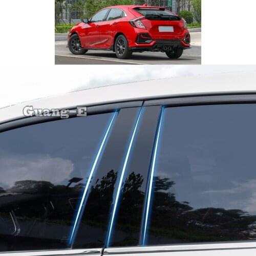 For Honda Civic Hatchback 2021-2022 Car PC Material Pillar Post Cover Door Trim Window Piano Black Molding Sticker Plate Parts