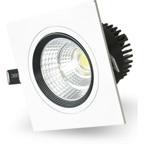 Free Shipping White Shell Square 10W 15W COB LED Downlights Dimmable Driver Fixture Recessed Ceiling Down Lights Lamps AC85~265V