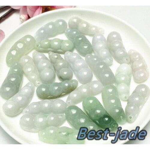 Free Shipping Bean DIY hand cravedGrade AJade JadeiteWholesale) pendant necklace