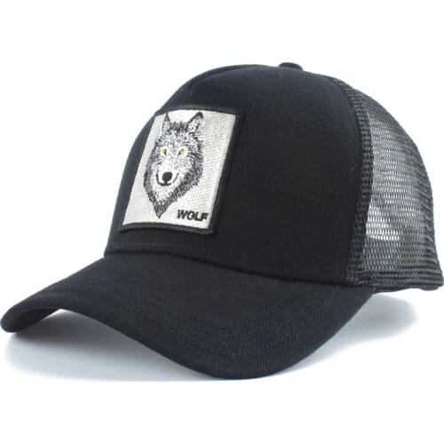 New Wolf Animal Embroidery Baseball Cap Men Women Hip Hop Snapback Dad Hat Summer Breathable Mesh Trucker Cap Bone