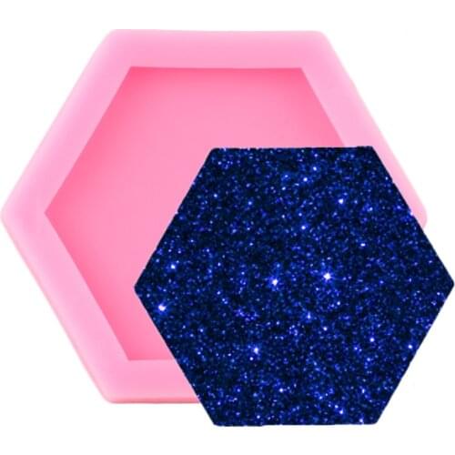 Shiny Glossy Hexagon Silicone Mold Epoxy Resin Craft Keychain Mould DIY Handmade Badge Molds Polymer Pendant Clay Moulds