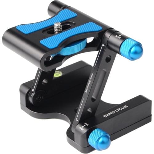 MINIFOCUS Quick Release Plate Aluminum Folding Z Flex Tilt Head Camera Tripod Stabilizer Slide Rail Tilt Head with Geared knobs