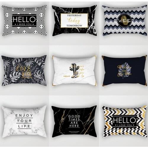 30*50CM Geometry Cushion Cover Polyester Pillowcase Decorative Sofa Cushions Pillowcover Home Decor Black Yellow Pillow Cases
