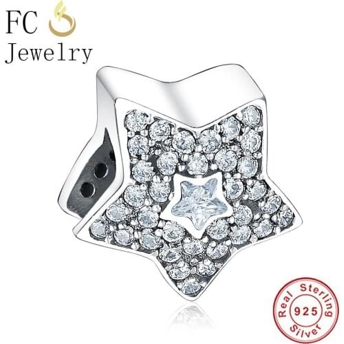 FC Jewelry Fits Original Brand Charm Bracelet 925 Silver Tinker Bell Fairy Tale Star mix Pave Crystal Bead For Making Berloque