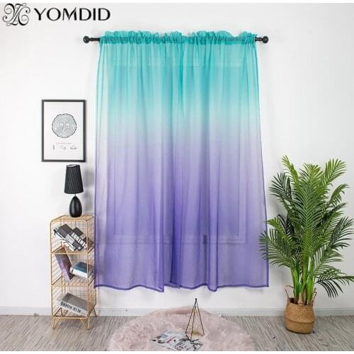 Gradient Tulle Transparent Curtains for Living Room Bedroom Kitchen Modern Sheer Curtains Home Decor Window Treatment Drapes