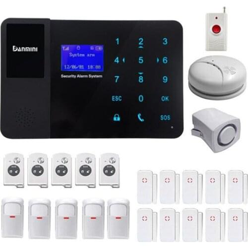 GSM Alarm System With Smoke Sensor 5PIR Detector 10 Door Contact 5 Remote Controller