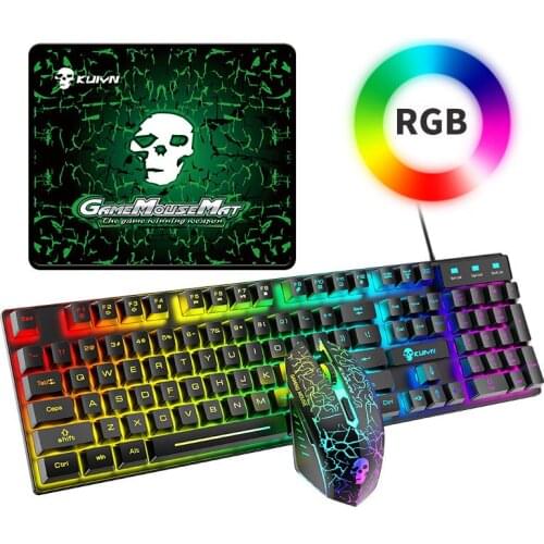 Gaming Keyboard And Mouse Wired Backlight 104Key Mechanical Feeling Keyboard Gamer kit Silent 2400DPI Gaming Mouse For PC Laptop