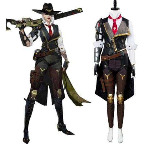 OW Ashe Cosplay Costume Elizabeth Caledonia Cosplay Costume Uniform Full Suit Wig Halloween Carnival Costumes Tailor Made