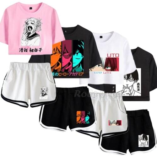 Anime Deku Midoriya Izuku Cosplay Costumes My Hero Academia Bakugou Katsuki Sweatshirt Pullover Sportswear Top Shorts 2PCS Set