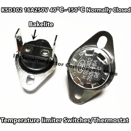 KSD301 250V10A/16A KSD302 closed 100 105 110 115 120 125 130 135 145 150 160 Celsius Degree 90 angle feet Thermal Control Switch