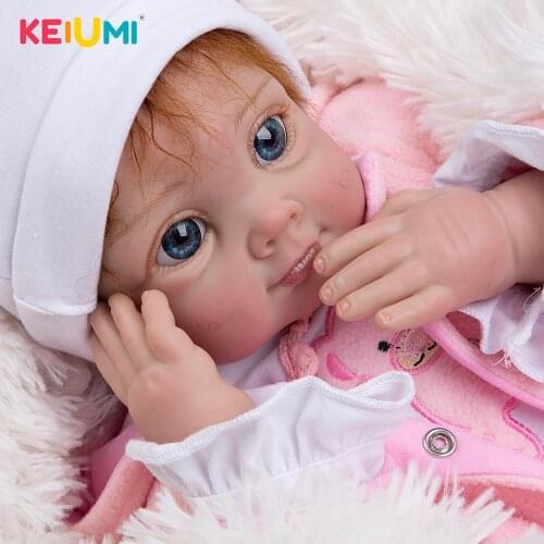 KEIUMI New Arrive Reborn Baby Dolls Cloth Body Newborn Toddler Girl Dressed Bebe Toys Lifelike Kids Playmate Birthday XMAS Gift
