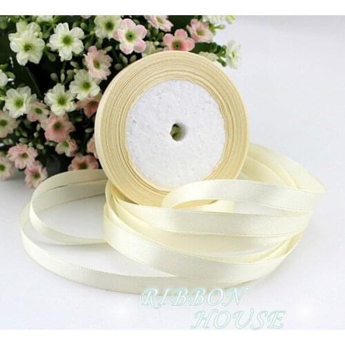 Beige Cream 22m Long 10mm wide 25 Yards Silk Satin Ribbon Wedding decorative ribbons gift wrap Christmas DIY handmade materials