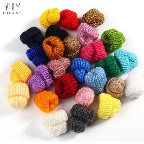 30Pcs Cute Knitting Mini Hats DIY Craft Supplie Headwear Brooch Toys Decor Materials Jewelry Accessory Small Caps Christmas Gift