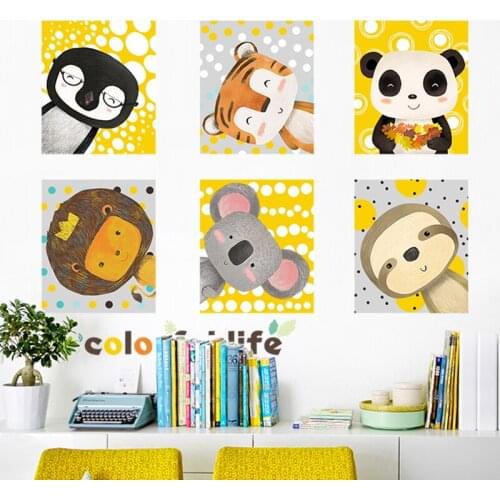 Cartoon Animals Wall Stickers Kids Rooms Home Decor DIY Wallpaper Living Room Bedroom Furntiure Decal Removable