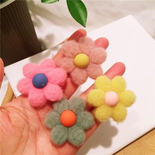 15pcs/Lot 4cm DIY Handmade Candy colored tweed flower Padded Patches Appliques For Clothes Hair Decoration