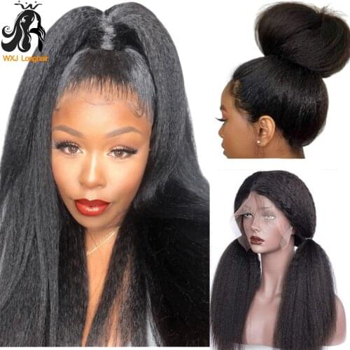 Kinky Straight Wig HD Lace Front Human Hair Wigs 250 Density Lace Wig For Black Women Pre Plucked Lace 4x4 Closure Wig Remy Hair