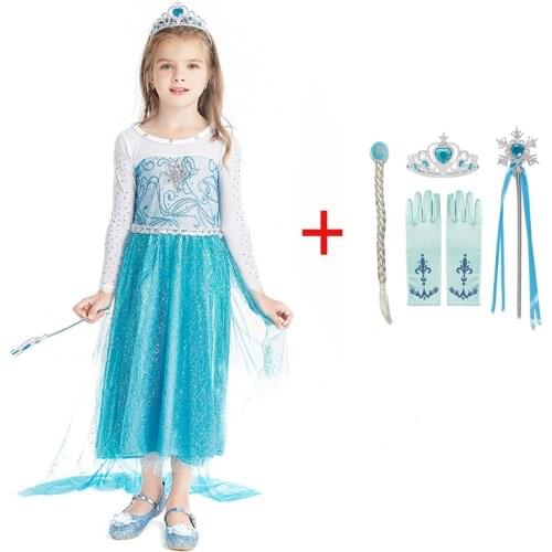 Princess Dress For Girls Party Wear Snow Dress Kids Fancy Halloween Cosplay Pageant Frocks For Children Long Sleeve Dresses