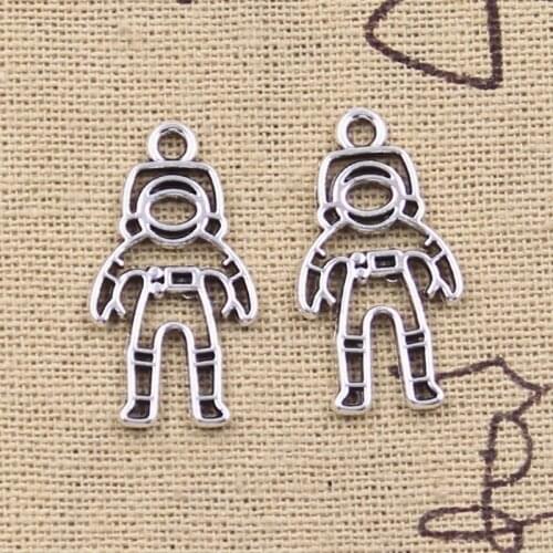 20pcs Charms Space Man Astronaut Universe 26x14mm Antique Silver Color Pendants DIY Making Findings Handmade Tibetan Jewelry