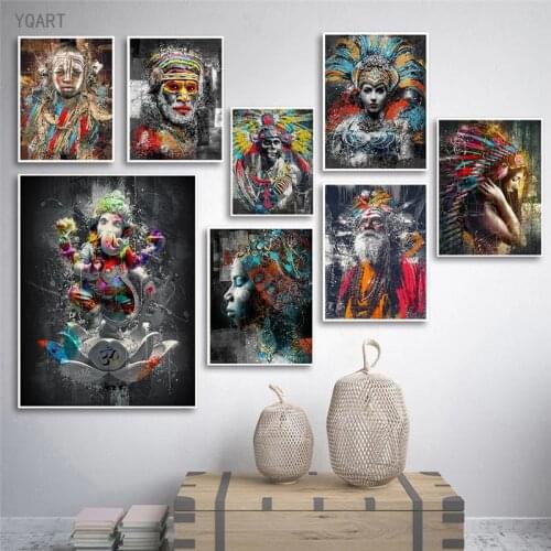 Colorful Indigenous People Posters and Prints Figure Canvas Paintings on The Wall for Modern Home Living Room Decoration