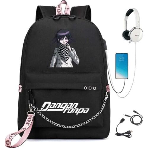 Danganronpa Kokichi Oma Backpack Print for Teens Boys Girls Monokuma School Backpack USB Pad Travel Bag Students Schoolbag