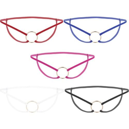 Sexy Mens Lingerie Briefs Thong Low Waist Crotchless Open Butt Thong G-String Panties with Metal O-Rings Sissy Erotic Underwear