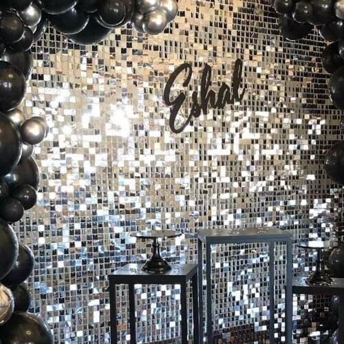 Silver Mirror Background Panel Shimmer Wall Backdrop Party Event Fiesta Shimmer Wall Decoration Wedding Event Glitter Bling Gold