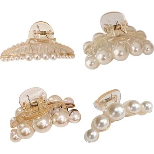 Pearl Hair Claw Jaw Clamp Jewelry Banana Clips Styling Ponytail Holder Barrette