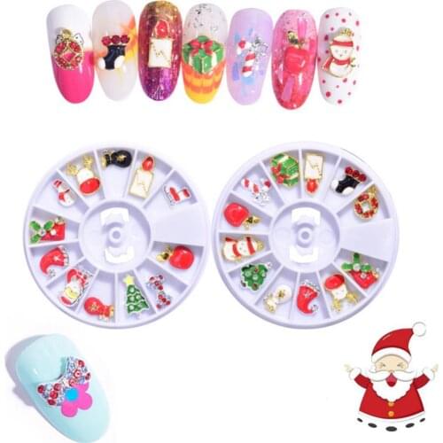 1 Box of Christmas Series Snowflake Bell Alloy Nail Stickers Manicure Decoration