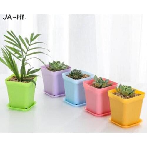 10Pcs Flower Square Planters Garden Pot Trays Plastic Pots Creative Small Pots For Succulents Plants Garden Decor