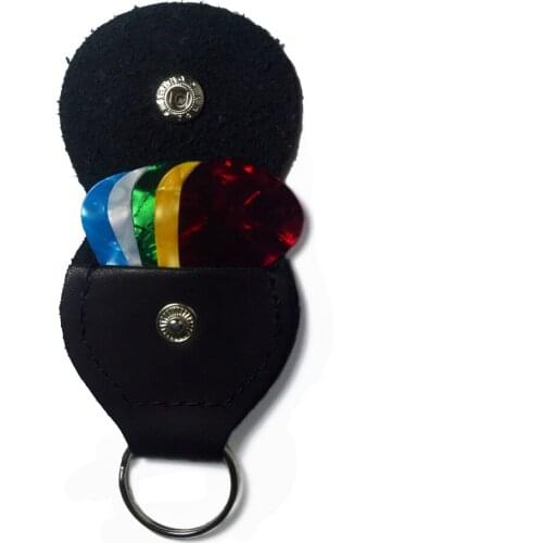 10pcs Guitar Picks Bag Black Brown Made of PU Leather Keychain Plectrum Holder Cases