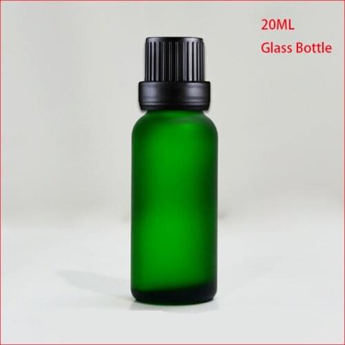 20ML Green Frosted Glass Bottles Essential oil Bottle With Black Screw Cap Womens Personal Skin Care Empty cosmetic container