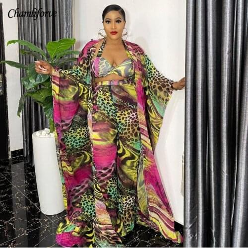 African Dresses for Women 4 Piece Set 2021 Summer Clothes Muslim Maxi Dress Sets Pants Suits Abaya Dubai Robe