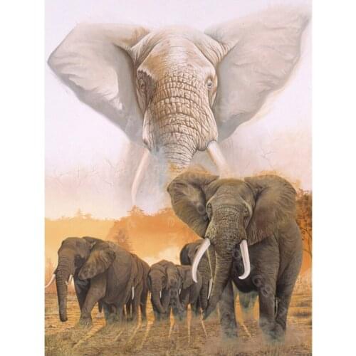 5D DIY Diamond Painting "Elephant family" 3D Full Square Drill Embroidery beads Cross Stitch Mosaic Pattern wall Decor gift B262