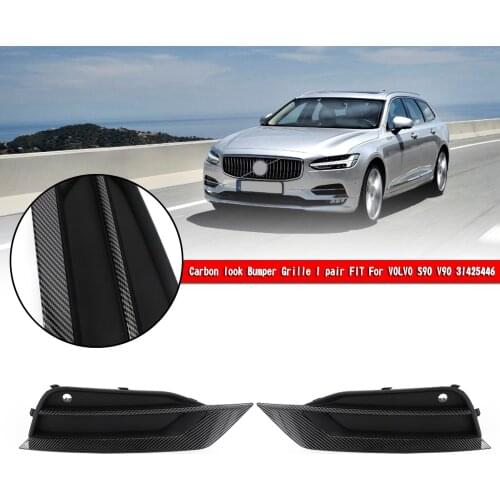 Artudatech Pair Bumper Lower Grille Fit For VOLVO S90 V90 2016-2019 31425446 Carbon Fiber Car Accessories