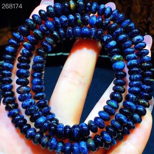Natural Blue Pietersite 3Laps Bracelet Abacus Beads Bracelet 6.3x4mm Women Men Stretch Crystal Blue Namibia Stone AAAAA