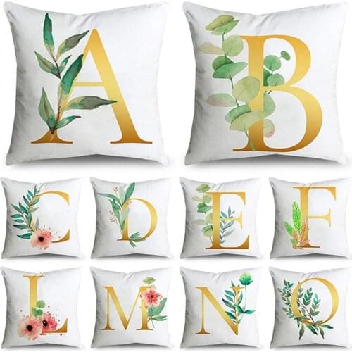 Simple English alphabet pillow case polyester fiber soft car sofa home decoration pillow cushion cover 18 x 18 Inch כריות לסלון