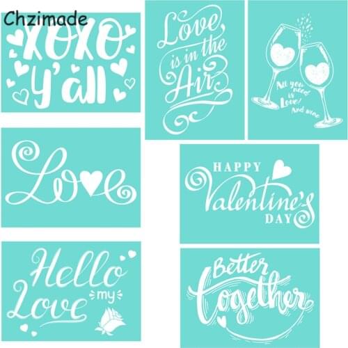 Chzimade Happy Valentines Day Self-Adhesive Silk Screen Printing Stencil Mesh Transfers 5x7" for T-Shirt Diy Handmade Crafts