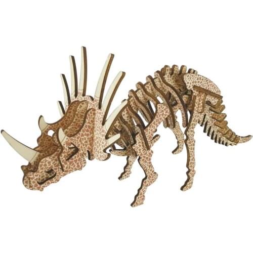 Wood Craft Hobby DIY Wood Triceratops dinosaur Assembly Kit 3D Creative Wooden Puzzle Toy Boy Gift