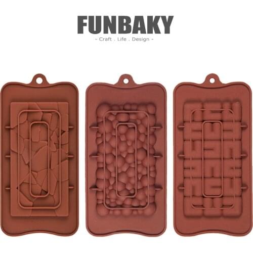FUNBAKY New Irregular 3D Chocolate Mold For Cake Baking Tool Chocolate Mould Rectangle