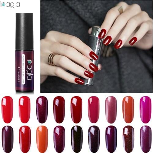Inagla 5ML Wine Red Nail Gel Polish For Manicure UV LED Nail Varnish Hybrid Semi Permanent Gel Lacquer Nail Art Design Tools