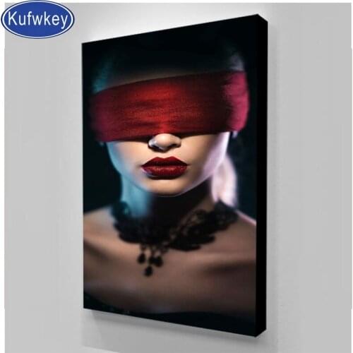 Blindfolded lady diamond painting full square 5d diy Diamond embroidery round drills diamond mosaic woman rhinestones art