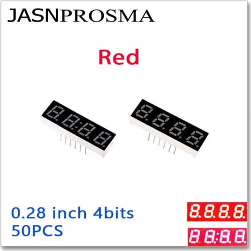 JASNPROSMA 50PCS 0.28 inch 7 Segment 4 bits digit Tube red Common Cathode Anode LED Display 0.28" Clock bit 4bit
