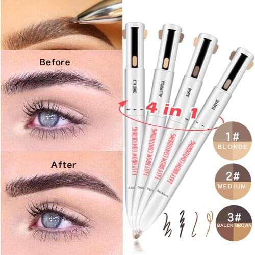 4 in 1 Eyebrow Pencil Paint Tattoo Eye Brow Long Lasting Waterproof Sweatproof Pen Easy To Wear Makeup Cosmetics