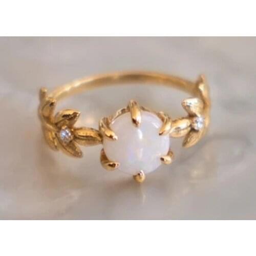 Ysdljg Korean Fashion Women Finger Rings With Round Imitation Opal Delicate Stylish Female Ring for Party Statement Jewelry 2021