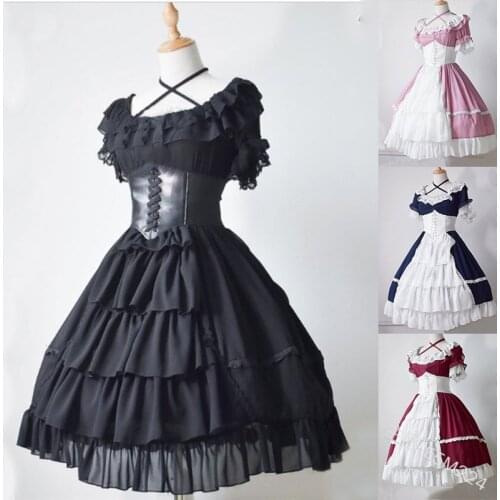 Girls Vintage Lace Ball Gown Medieval Dress Gothic Flare Sleeve Palace Princess Lolita Dresses Women Retro Party Clothes Cosplay