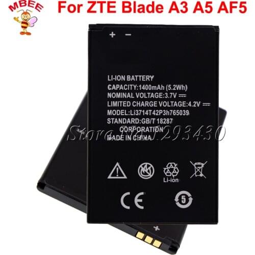 Li3714T42P3h765039 Battery for ZTE Blade A3 T220 AF3 T221 A5 AF5 Accumulator 1400mAh