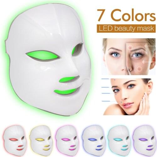 LED Face Mask 7 Colors Light Professional Wrinkle Removal Skin Rejuvenation Whitening Beauty Face Care Anti Acne Mask For Women