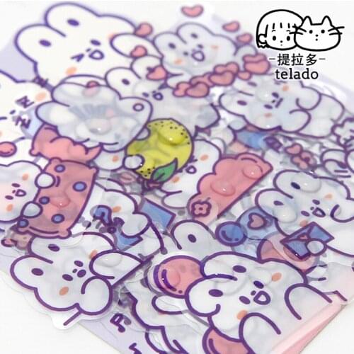 Yoofun Cute Milky Rabbit Bear Stickers Waterproof PET Sticker for Glass Bottle Stationery Desk Decoration Kawaii DIY Labels