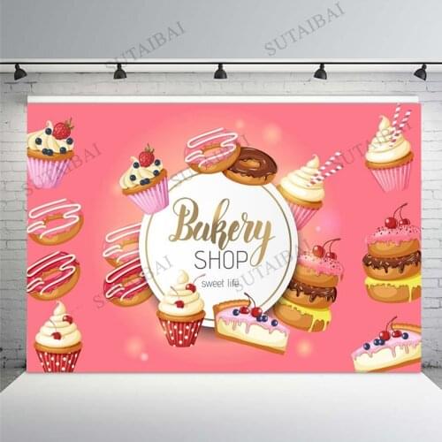 Candy Bar Backdrop Cake Sweet Dessert Ice Cream Shop Baby Birthday Party Photocall Photography Backgrounds for Photo Studio