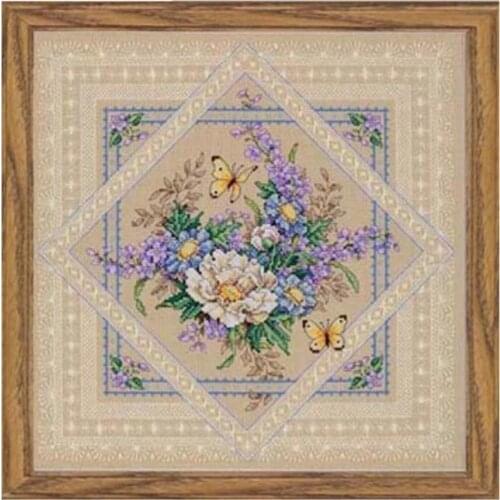 Flowers And Lace cross stitch kit butterfly cotton thread 18ct 14ct 11ct linen flaxen canvas stitching embroidery DIY
